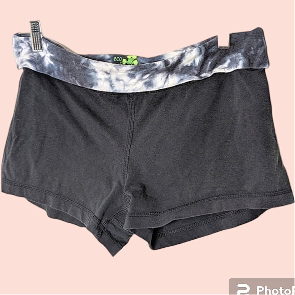 Eco Malibu Organic Recycled Black Tie Dye Bike Yoga Shorts size XL